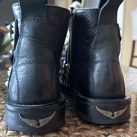 Zadig & Voltaire Laureen leather Spike buckle ankle moto boots - Picture 8 of 8